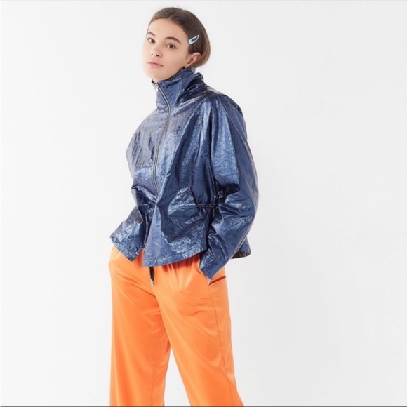 Urban Outfitters Retro Anorak Metallic Dark Blue Jacket - Picture 3 of 11